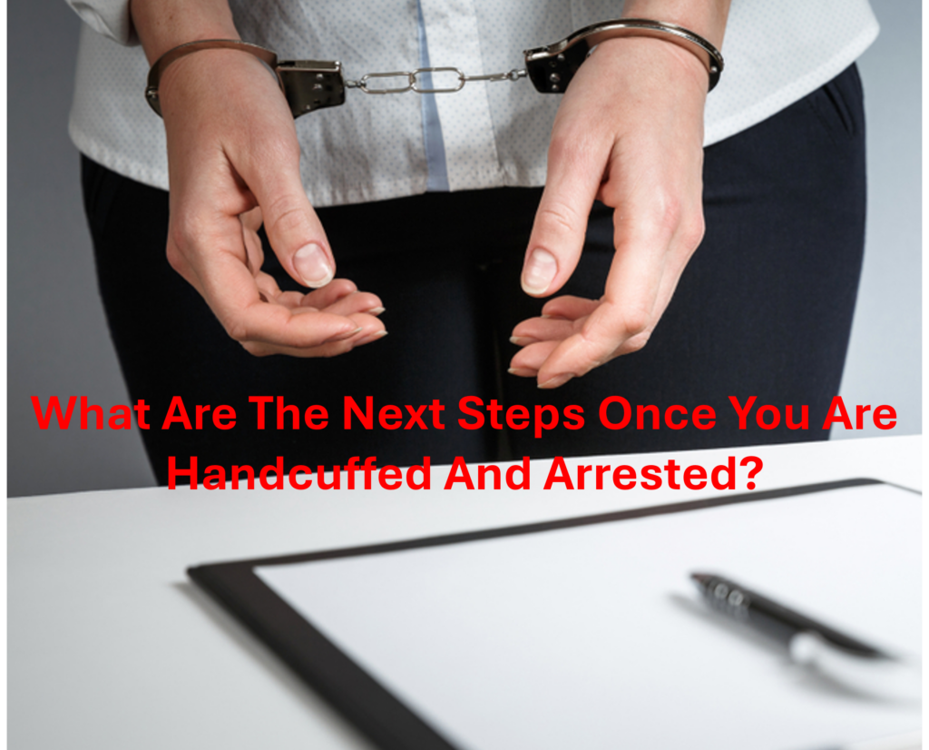 woman in handcuffs and arrested