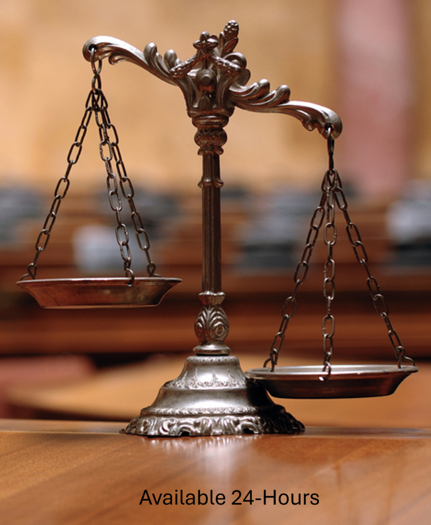 Legal scales with words
