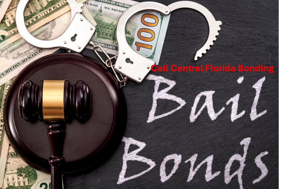 gavel, handcuffs and text that reads bail bonds